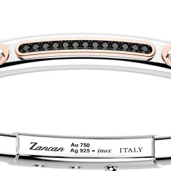 Clearance Zancan Silver Bracelet With 18K Gold Inserts, Stones And Kevlar. Bracelets