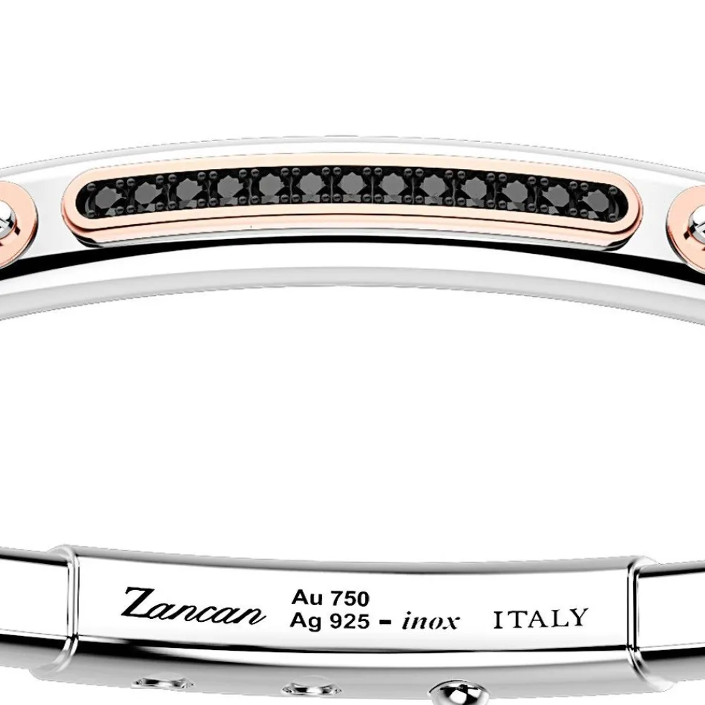 Clearance Zancan Silver Bracelet With 18K Gold Inserts, Stones And Kevlar. Bracelets