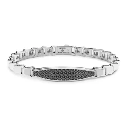 Shop Zancan Silver Bracelet With Tag And Black Stones. Bracelets
