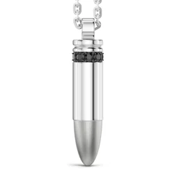 Shop Zancan Silver Bullet Necklace With Black Stones. Colliers
