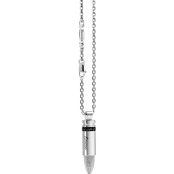 Shop Zancan Silver Bullet Necklace With Black Stones. Colliers