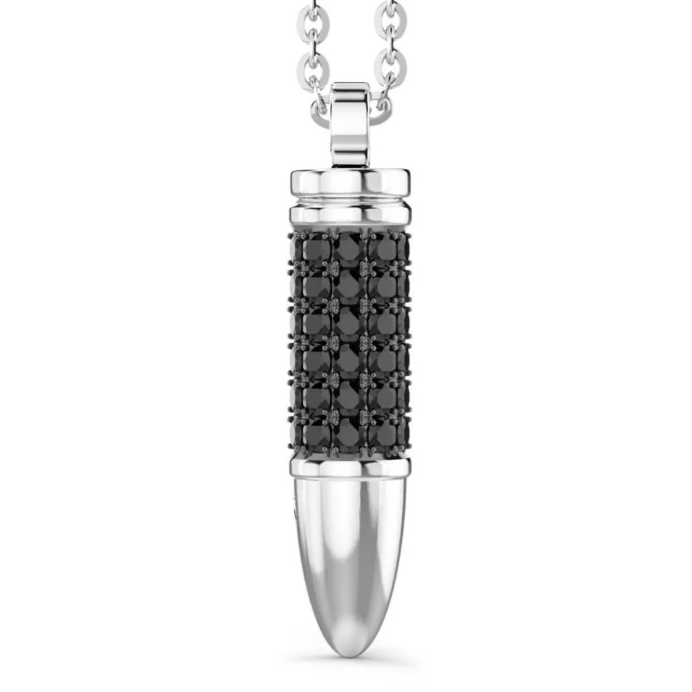 Flash Sale Zancan Silver Bullet Necklace With Black Stones. Colliers