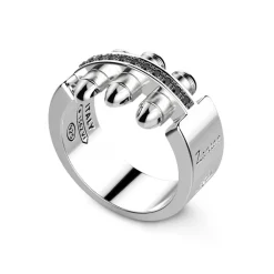 Shop Zancan Silver Bullet Ring With Black Stones. Bagues