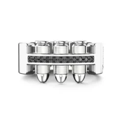 Shop Zancan Silver Bullet Ring With Black Stones. Bagues