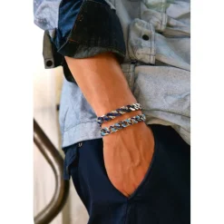 Cheap Zancan Silver Ceramic Curb Chain Bracelet. Bracelets