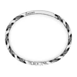 Outlet Zancan Silver Ceramic Curb Chain Bracelet With Tag And Black Stones. Bracelets