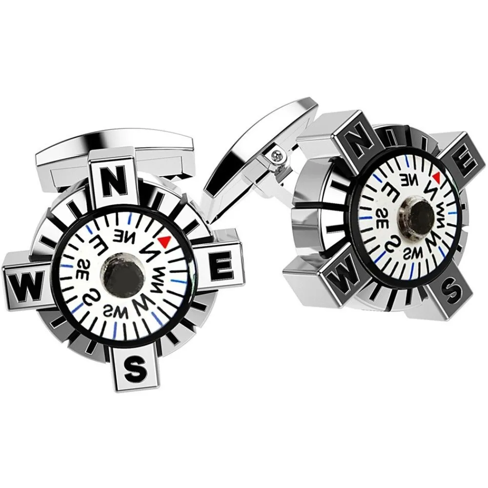 Cheap Zancan Silver Cufflinks With White Compass. Boutons De Manchette