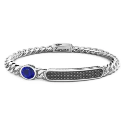 Shop Zancan Silver Curb Chain Bracelet With Tag And Blue Stone. Bracelets