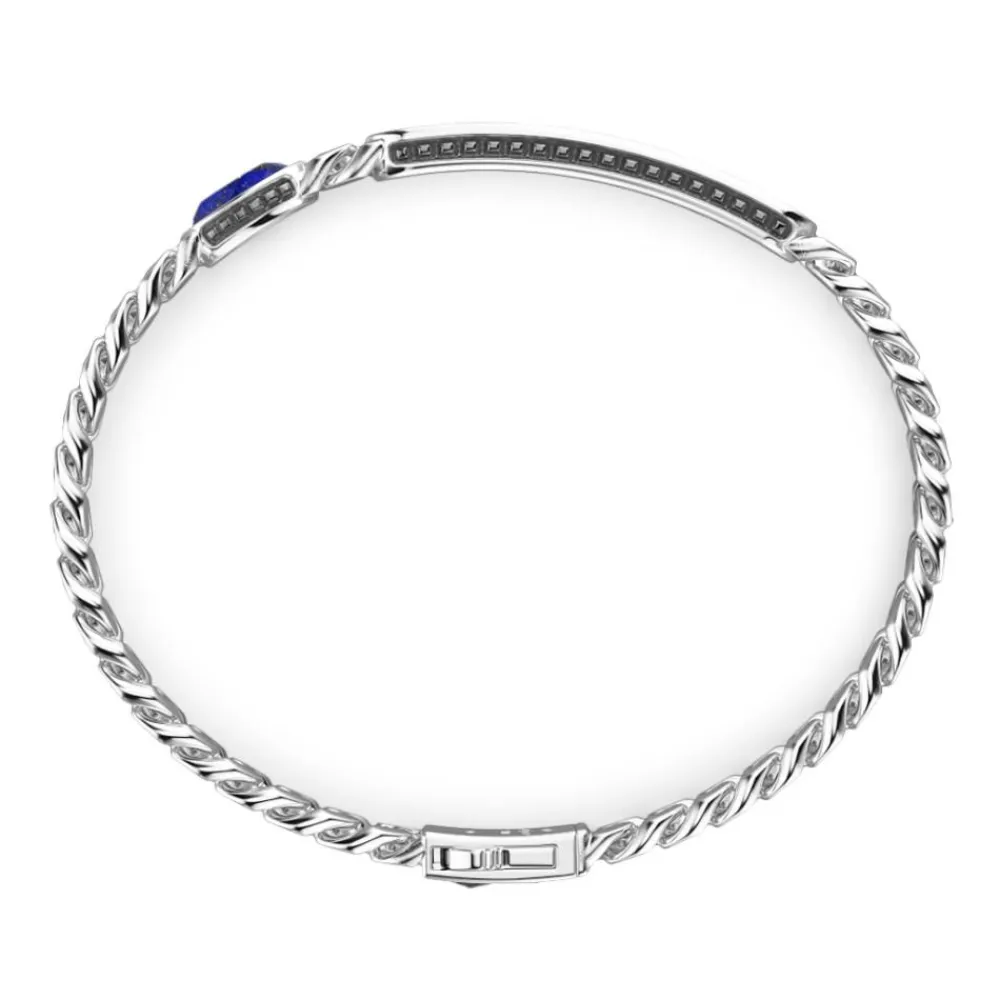 Shop Zancan Silver Curb Chain Bracelet With Tag And Blue Stone. Bracelets