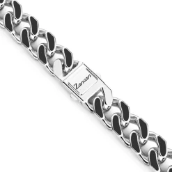 Fashion Zancan Silver Curb Chain Necklace With Black Lacquer. Colliers