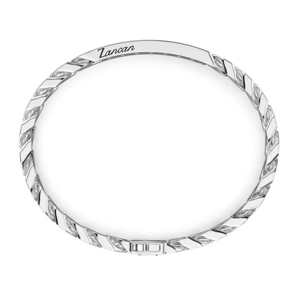 Outlet Zancan Silver Curb Chain Bracelet With Tag And Black Stones. Bracelets