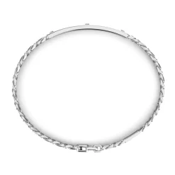 Online Zancan Silver Curb Chain Bracelet With Tag And Rose Gold Inserts. Bracelets