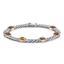 Cheap Zancan Silver Curb Chain Bracelet With Tiger'S Eye Stones. Bracelets