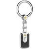 Shop Zancan Silver Curb Chain Keychain With Leather Effect Tag. Porte-clés