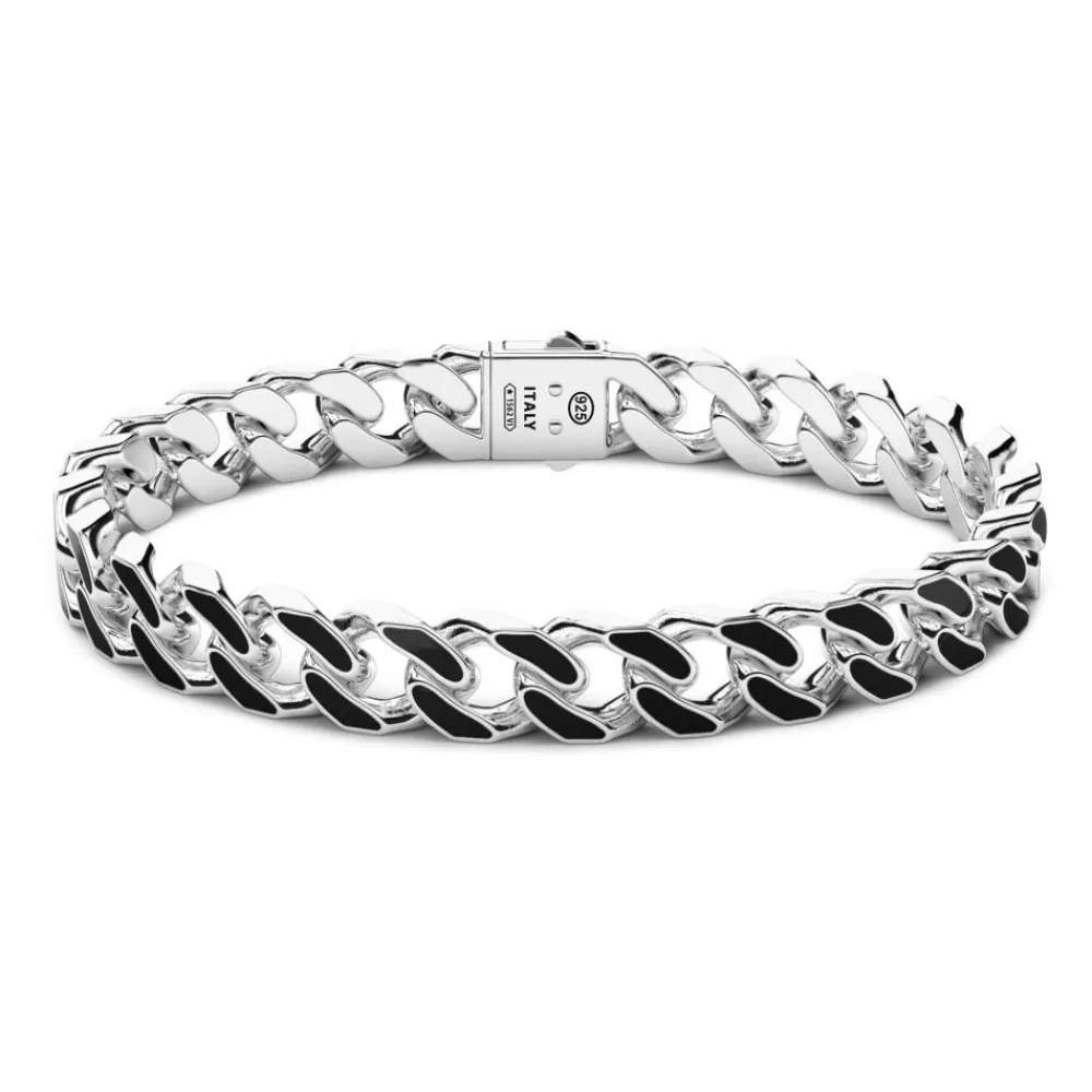 Outlet Zancan Silver Curb Chain Bracelet With Black Lacquer. Bracelets