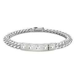 Hot Zancan Silver Curb Chain Bracelet With Drum. Bracelets