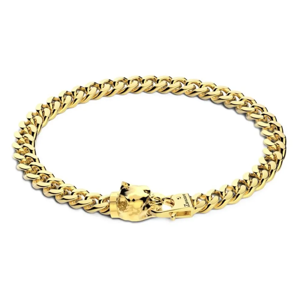 Store Zancan Silver Curb Chain Bracelet With Pit Bull Head Closure. Bracelets