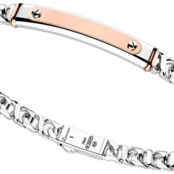 Flash Sale Zancan Silver Curb Chain Bracelet With Tag And Rose Gold Inserts. Bracelets