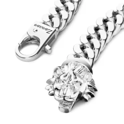 Online Zancan Silver Curb Chain Bracelet With Lion Head Closure. Bracelets
