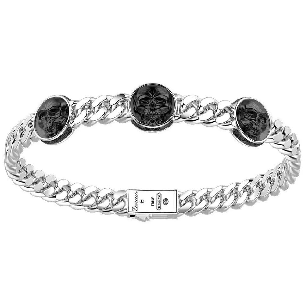Store Zancan Silver Curb Chain Bracelet With Skulls. Bracelets