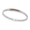 Online Zancan Silver Curb Chain Bracelet With Tag And Rose Gold Inserts And Black Stones. Bracelets