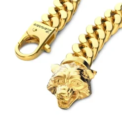 Shop Zancan Silver Curb Chain Bracelet With Wolf Head Closure. Bracelets