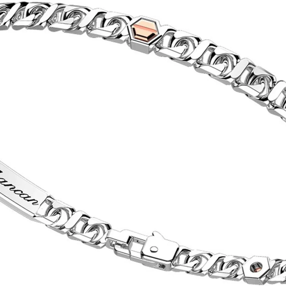 Hot Zancan Silver Curb Chain Bracelet With Rose Gold Screws. Bracelets