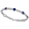 Best Zancan Silver Curb Chain Bracelet With Lapis Lazuli Stones. Bracelets