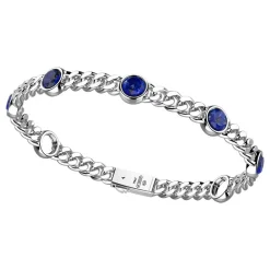 Best Zancan Silver Curb Chain Bracelet With Lapis Lazuli Stones. Bracelets