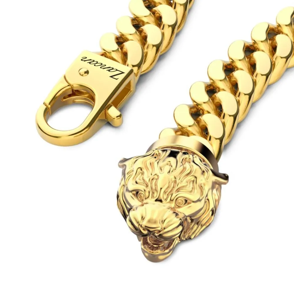 Hot Zancan Silver Curb Chain Bracelet With Tiger Head Closure. Bracelets