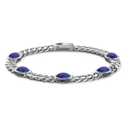 Cheap Zancan Silver Curb Chain Bracelet With Blue Stones. Bracelets