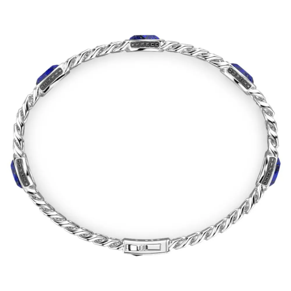 Cheap Zancan Silver Curb Chain Bracelet With Blue Stones. Bracelets