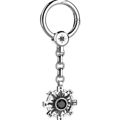 New Zancan Silver Keychain With Sun Porte-clés