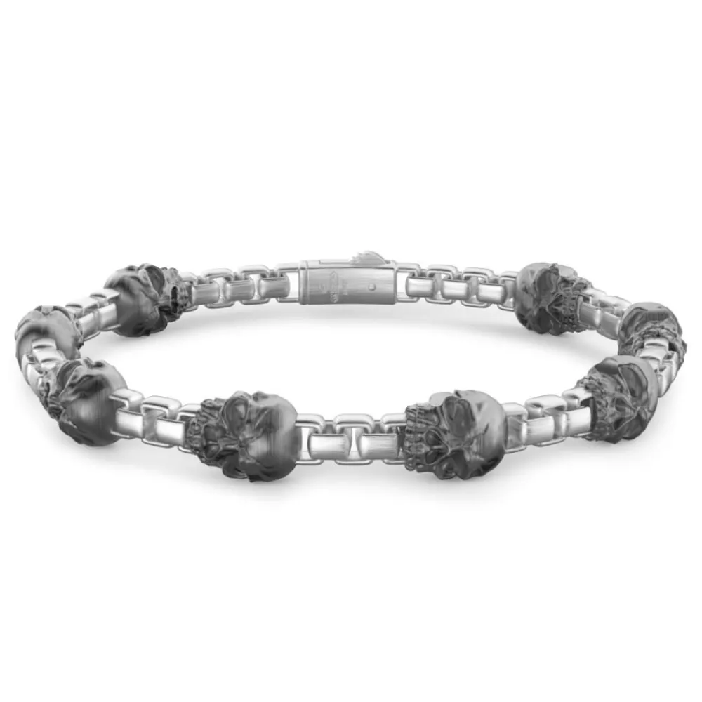 New Zancan Silver Link Bracelet With Skulls. Bracelets