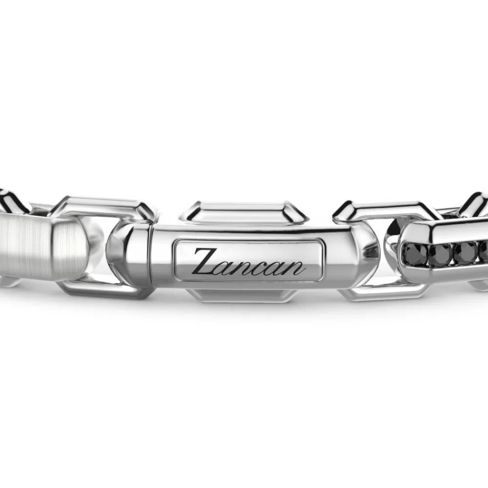 Shop Zancan Silver Link-Only Bracelet With Black Stones. Bracelets