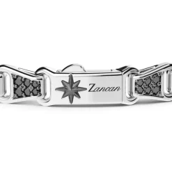 Clearance Zancan Silver Link-Only Bracelet With Black Stones. Bracelets