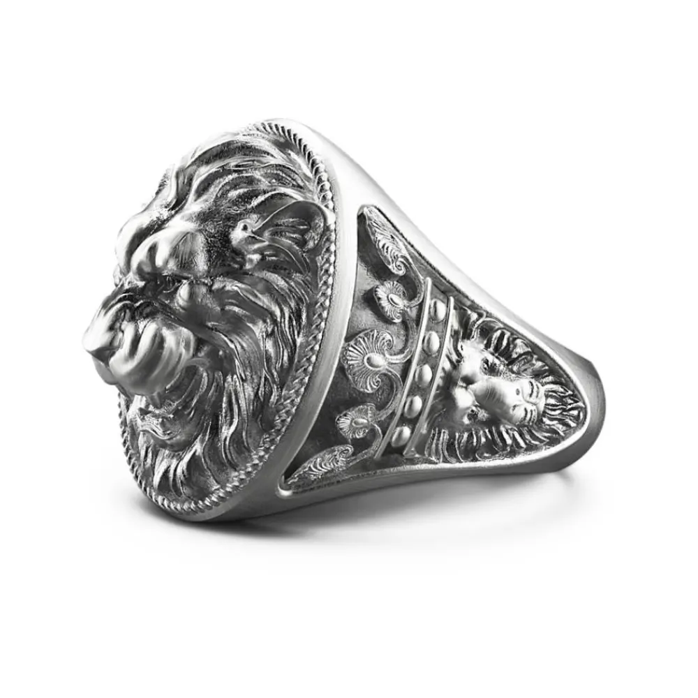 Shop Zancan Silver Lion Ring With Vintage Finish. Bagues
