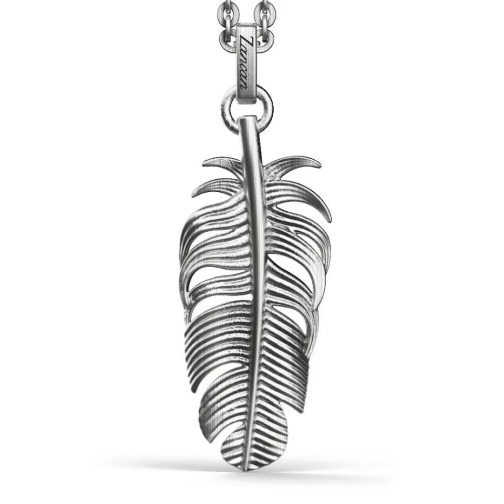 Clearance Zancan Silver Necklace Feather Pendant. Colliers