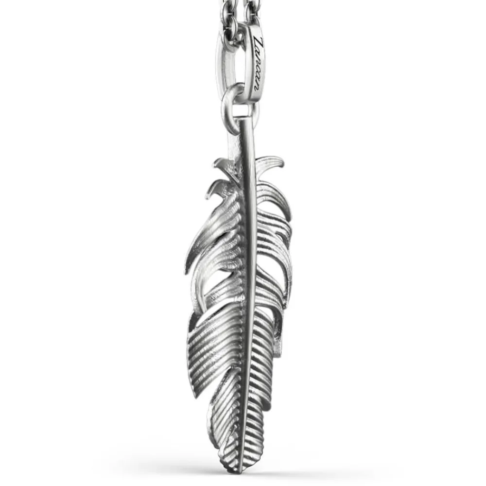Clearance Zancan Silver Necklace Feather Pendant. Colliers