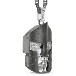 New Zancan Silver Necklace With Spartan Skull Pendant. Colliers