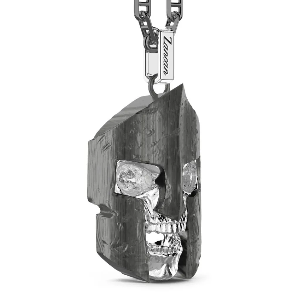 New Zancan Silver Necklace With Spartan Skull Pendant. Colliers