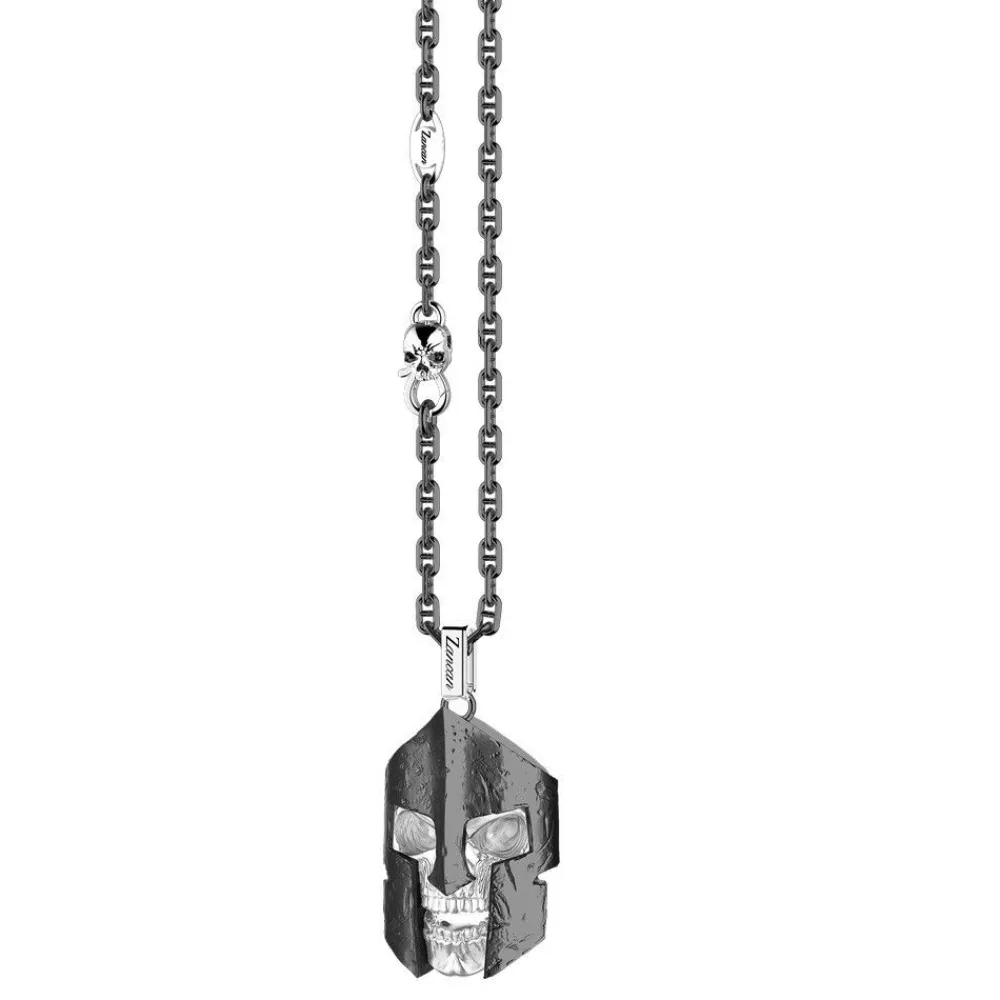 New Zancan Silver Necklace With Spartan Skull Pendant. Colliers