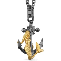 Cheap Zancan Silver Necklace With Anchor Pendant And Mermaid. Colliers