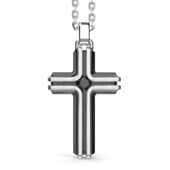 Sale Zancan Silver Necklace With Cross Pendant And Black Stone. Colliers