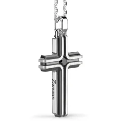 Sale Zancan Silver Necklace With Cross Pendant And Black Stone. Colliers