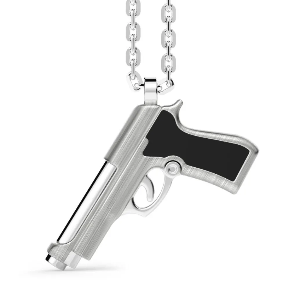 Flash Sale Zancan Silver Necklace With Gun Pendant. Colliers