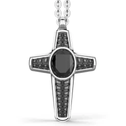 Flash Sale Zancan Silver Necklace With Cross Pendant And Black Stone. Colliers