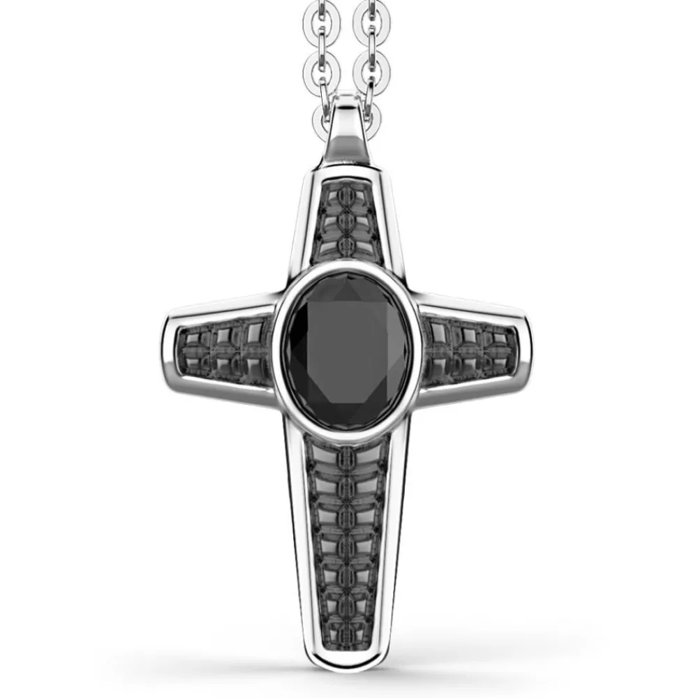 Flash Sale Zancan Silver Necklace With Cross Pendant And Black Stone. Colliers