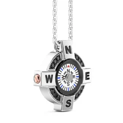 Outlet Zancan Silver Necklace With White Compass And Black Spinels. Colliers