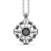 Store Zancan Silver Necklace With Wind Rose Pendant And Black Stone. Colliers